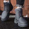 Men's All-match Geniune Leather Outdoor Ankle Boots Winter Warm Soft Plush Lining Snow Boots