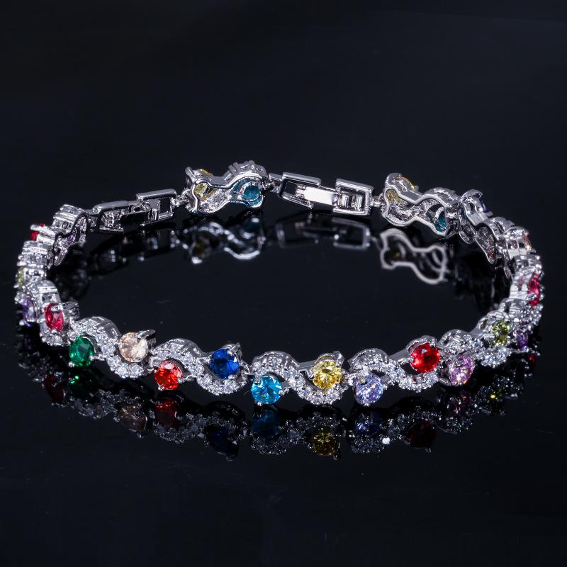 

Jewelry, Exquisite Sparkling Diamonds, Swiss Aaa Zircon Platinum-Plated Bracelet.