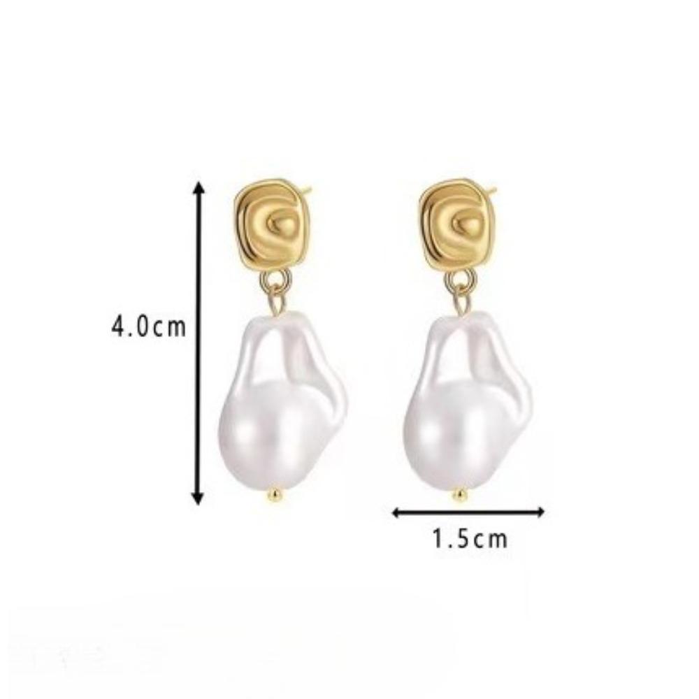JMXD-Retro Fashion Girl Baroque, Stud Earrings Simple Irregular Special-shaped Artificial Pearl Earrings