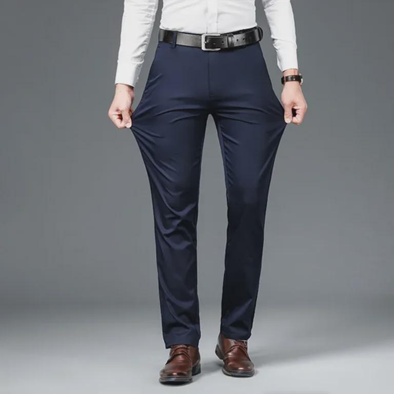 Men's Slim Fit Elastic Casual Business Pants - Comfortable, Breathable, and Soft Straight Trousers