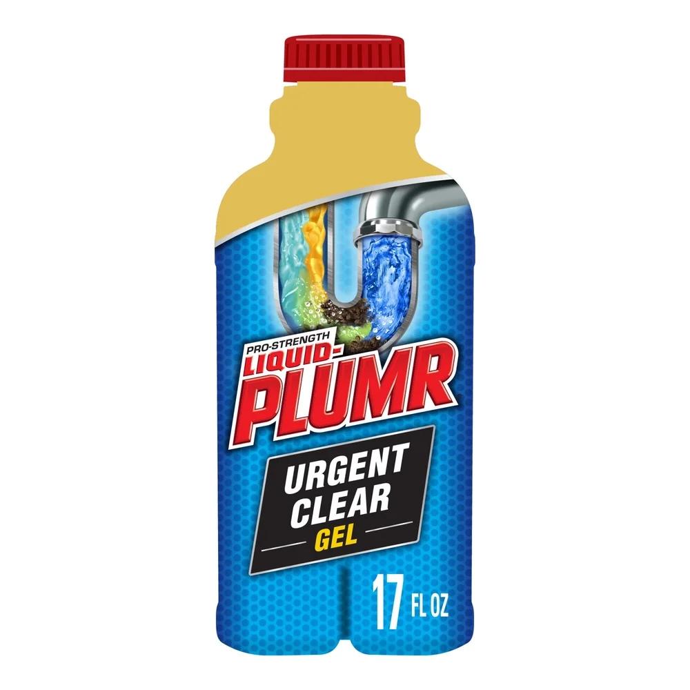 Urgent Clear Drain Clog Remover Gel 3 Pack 17 fl oz Fast Action Destroys Hair Grease Soap Scum Safe Pipes