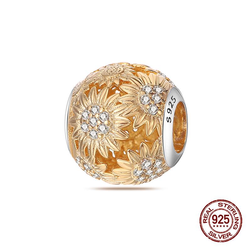 100% Copper Sunflower Luminous Gem Bees Charms Beads Fit Pandachoriginal Bracelets Diy Jewelry Graduation Gift