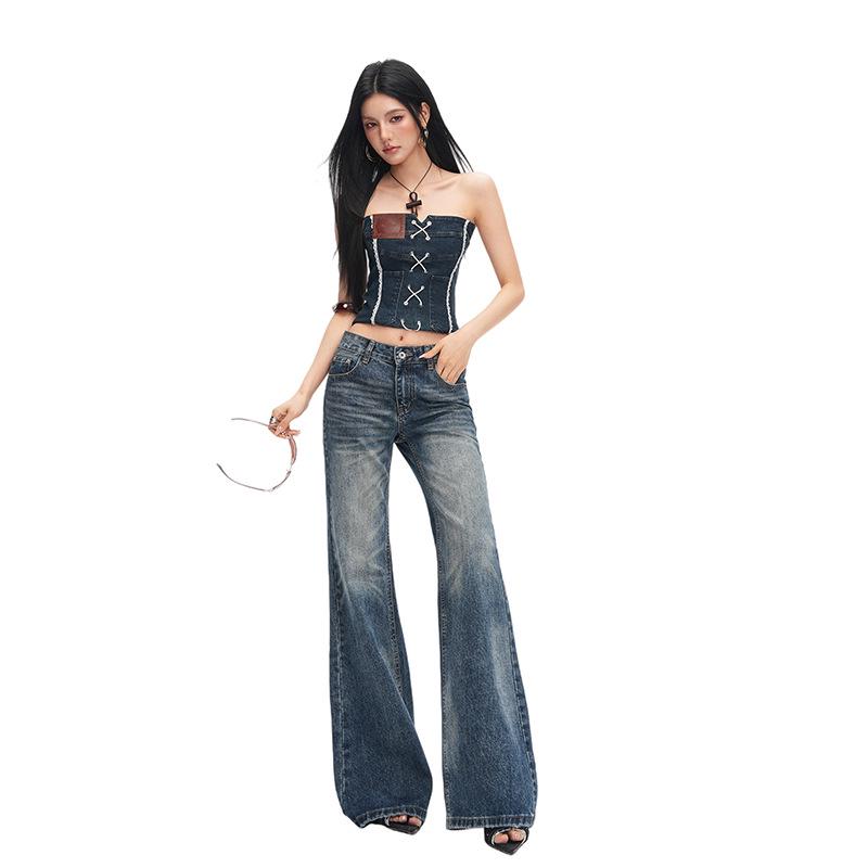 Women's Retro Low-Waist Micro-Flare Jeans - Slimming & Loose Fit for Spring/Autumn 2026