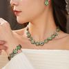 Vintage Enamel Floral Necklace Earrings Bracelet Set Retro Luxury Court Style Jewelry