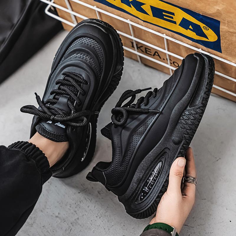 Autumn and Winter New Leather Thick-soled Heightening Dad Shoes Versatile Contrasting Colors Personalized Student Casual Shoes Versatile Men's Shoes