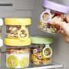 Tragbares Overnight Oats Glas mit integriertem Löffel & Deckel, Auslaufsichere Kunststoff-Frühstückstasse für Salat, Joghurt, Obst, BPA-freier transparenter Behälter
