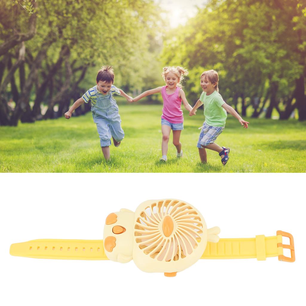 Fan Watch with Comfortable Strap USB Rechargeable Cute   Shape Wrist Watch Fan for Kids Indoor Outdoor Use
