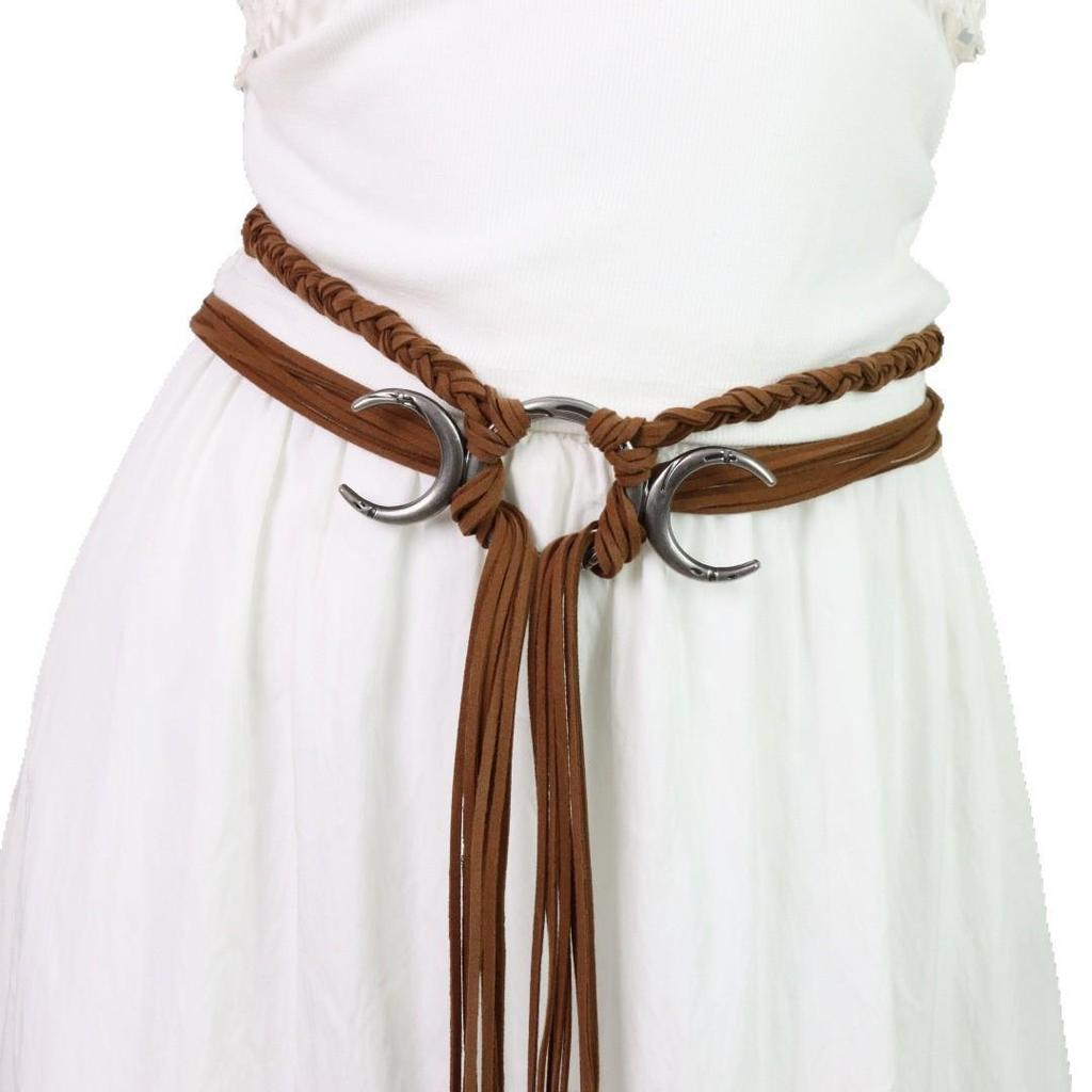 Serpentinenförmiger nordischer mittelalterlich-renaissancezeitlicher Webgürtel mit dekorativer Taillenkette