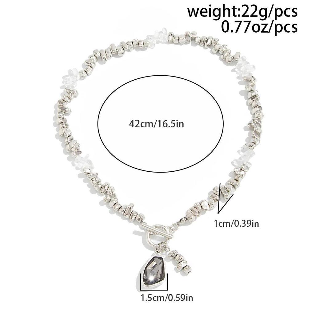 Salircon Unregelmäßige Perlen Choker Halskette Damen Mode Elegant Schwarzes Acryl Strassstein Anhänger Hals Hochzeit Party Schmuck Geschenke