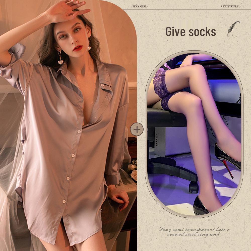 Übergröße Spitze Mesh Boyfriend Hemd - Sexy Dessous Loungewear für Frauen