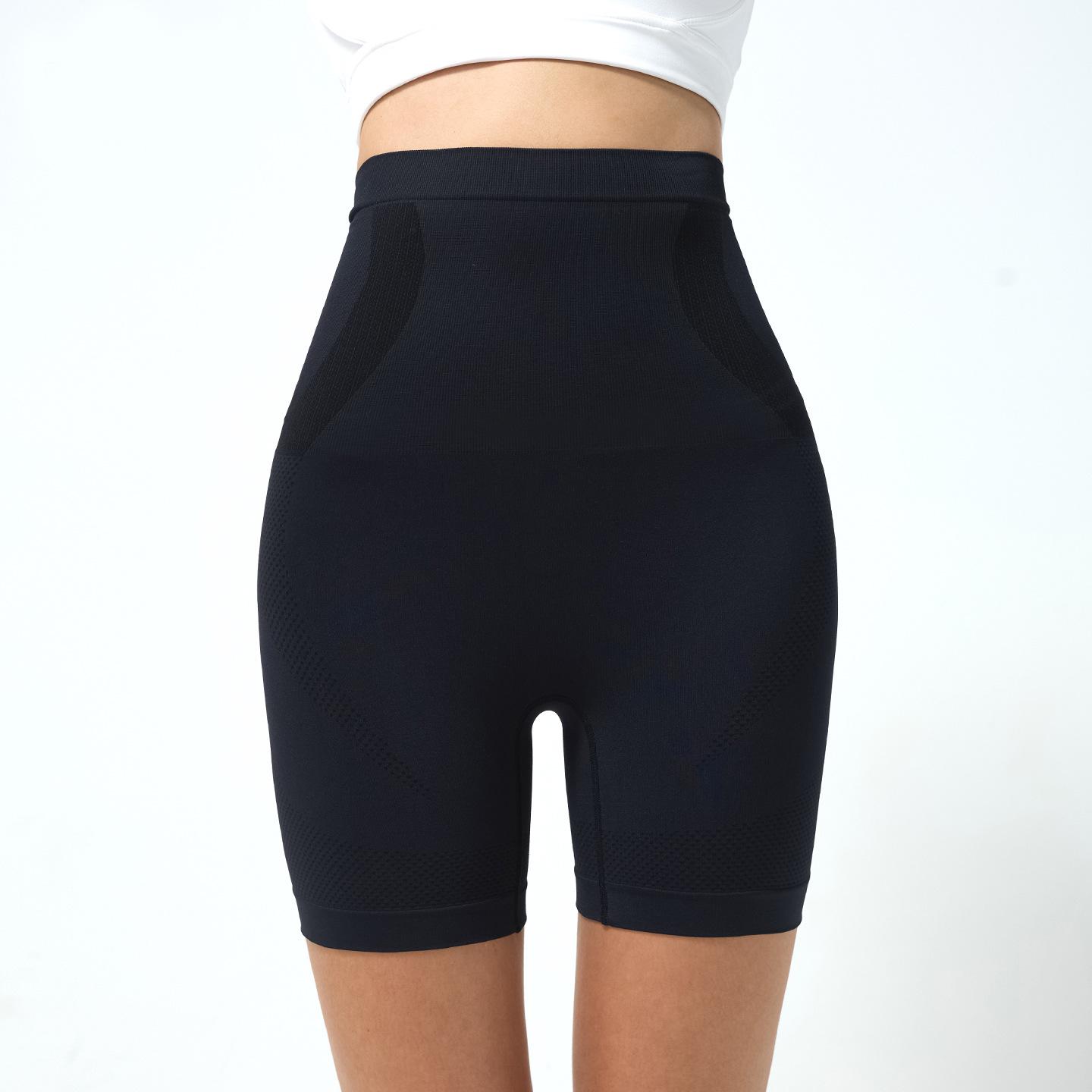 

Спортивные шорты Новые шорты с высокой талией для подтяжки бедер и похудения, брюки для йоги без линии смущения, облегающие шорты для уличных видов спорта, бега, фитнеса L чёрный