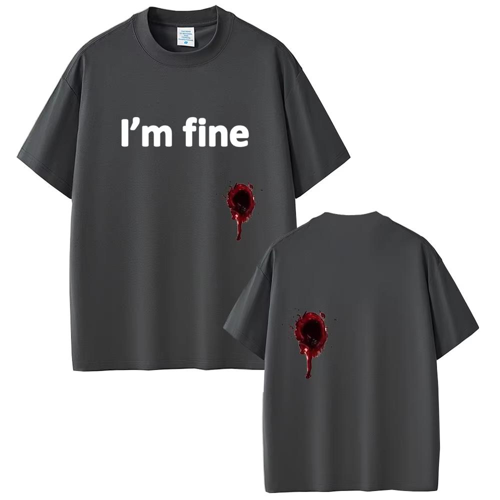 Im Fine Funny Printed T Shirts Men Fashion Casual Crewneck Tshirt Male Minimalist Cartoon Graphic Shortsleeved top Unisex