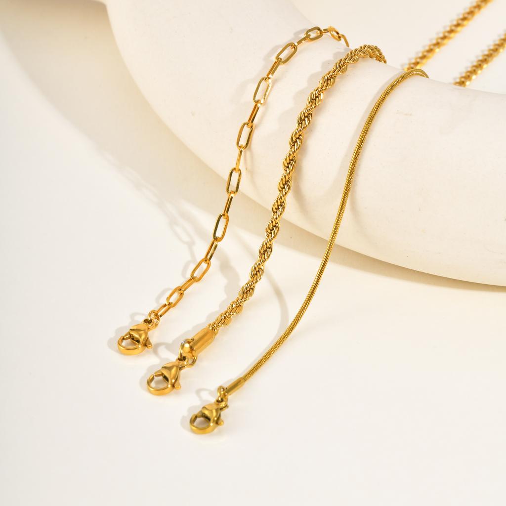 3 Stück Damen Edelstahl Dünne Kette Armband, Wasserdicht Verstellbares Verdrehtes Kette Handgelenkband Armbänder, Mode Punk Schmuck Set