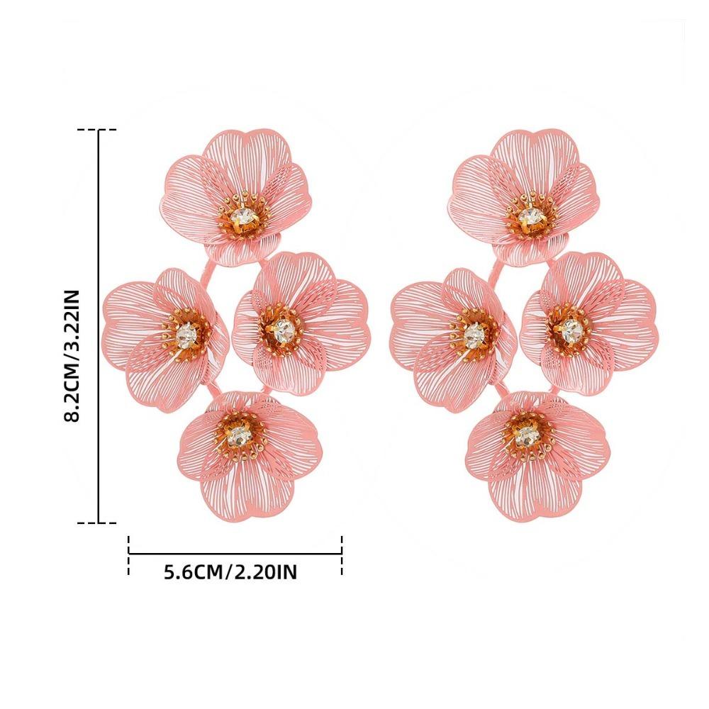 Rhinestone Floral Tassel Earrings Zinc Zinc Alloy Long Dangle Earrings Exaggerated Flower Ear Drop  Gift