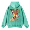 Cotton Womans Acid Wash Hoodies American Retro Comics Printing Streetwear Oversize Pocket Warm Pullovers Autumn Clothes