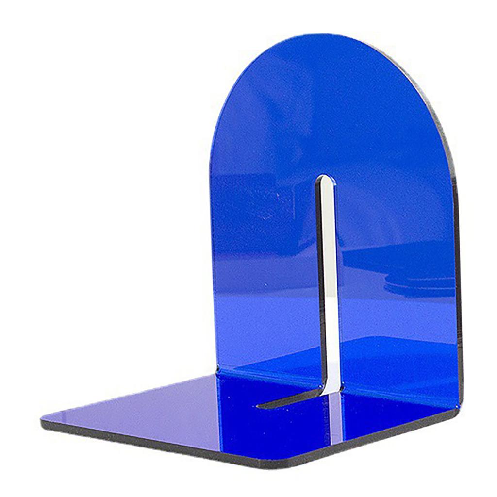 Acrylic Book End Thickened L Shape Bookend Stopper Desktop Book Organizer for Home Library Office Translucent Blue