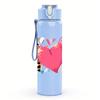 1PC Multi Texture Patch Heart Combo 750ml Color Plastic Sports Water Bottle Leakproof Flip Straw Lid Suitable for Sports Office Home Use
