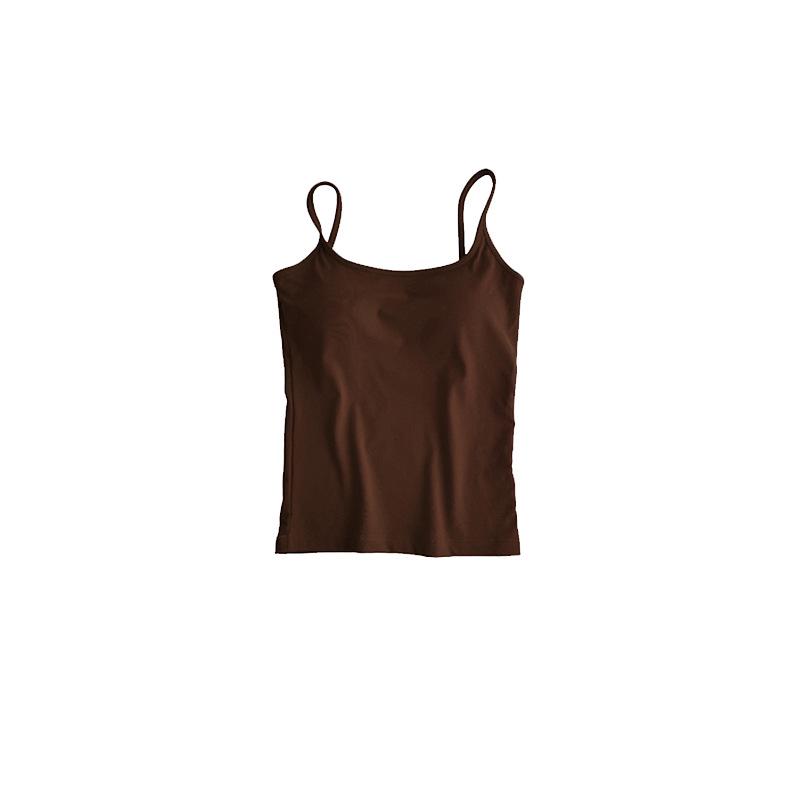 Women's Slim Fit Velvet Camisole with Chest Pad - Square Collar, Sleeveless Top for Autumn/Winter. Perfect as Inner Wear or Outerwear.