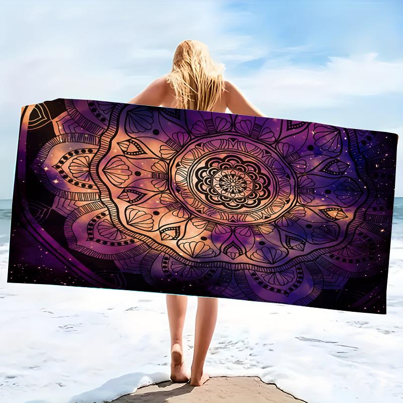 Microfiber Beach Towel Exquisite Prints Thin Quick Dry Absorbent Extra Large Towel for Beach Swimming Camping Yoga Bath Sports