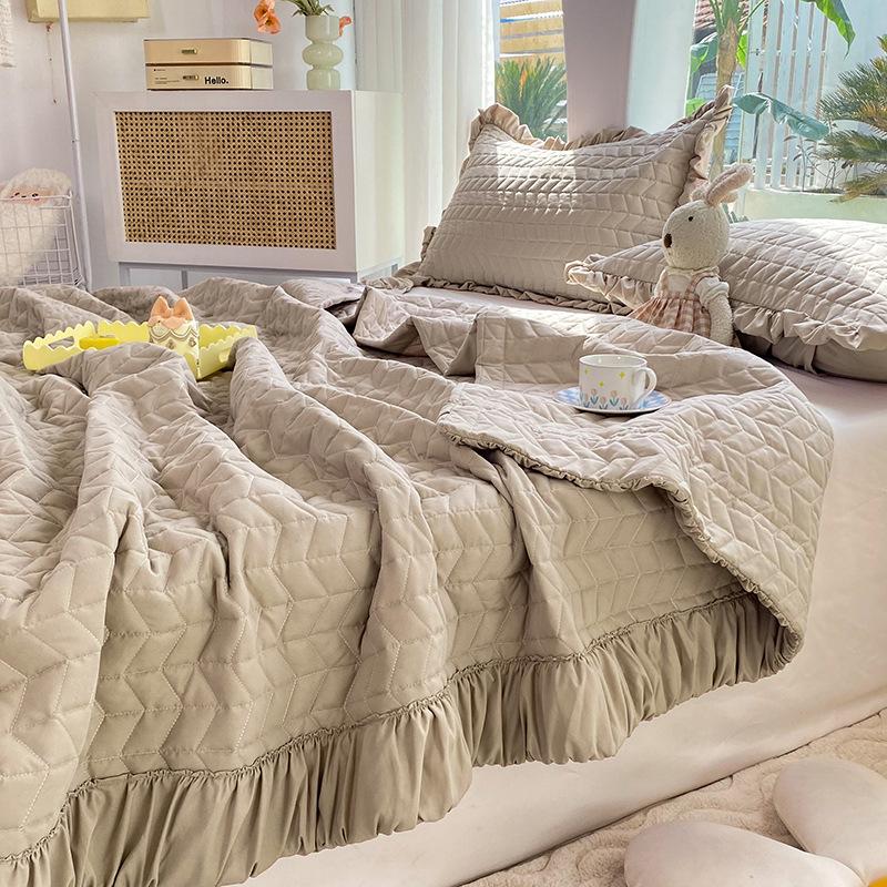 

Летнее стеганое одеяло в кремовом стиле с плиссировкой: Легкий, однотонный для кондиционирования 200x230cm