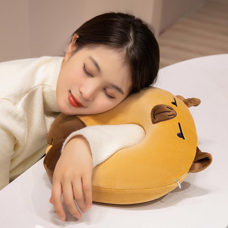 U Shaped Capybara Neck Pillow Plush Toy Travel Portable Stuffed Gifts Dolls