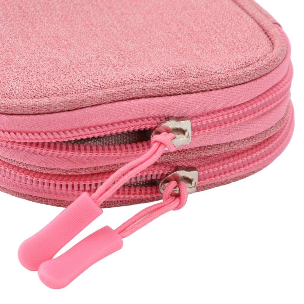 Mesh Pockets Nail Drill Organizer Bag Portable Multi Layer Manicure Tool Pouch Waterproof Pink Cable Storage Pouch