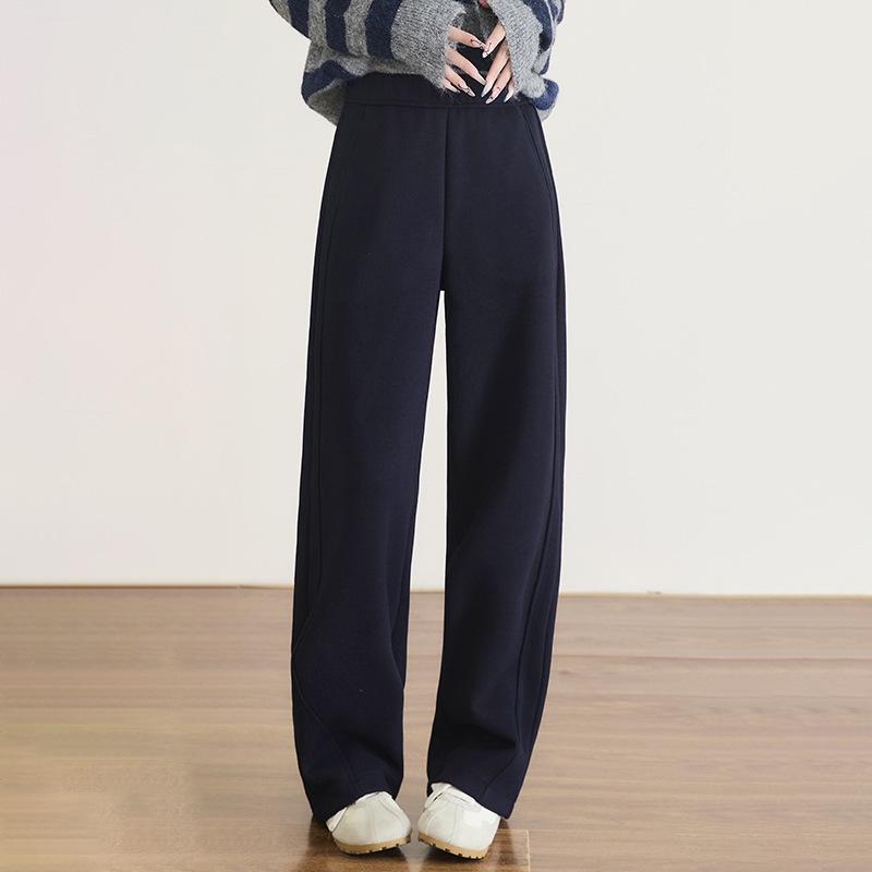 

Gray Wool Wide-Leg Women s Pants, Autumn/Winter 2025, Thickened Velvet-Lined Cropped Straight-Leg. 26/S (85-95 lbs)