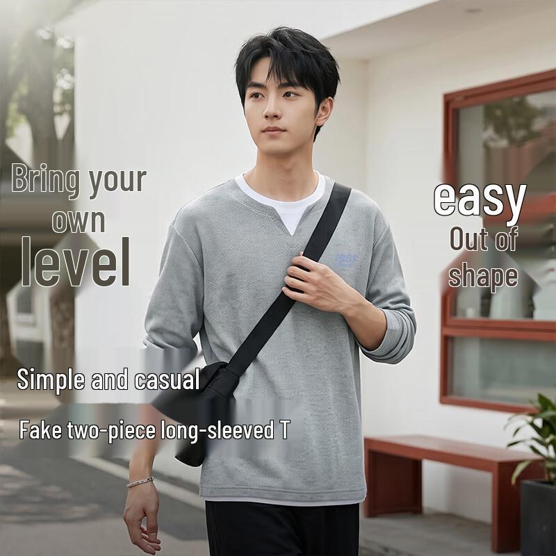 Baleno Men's Faux Two-Piece Long Sleeve Crew Neck T-Shirt