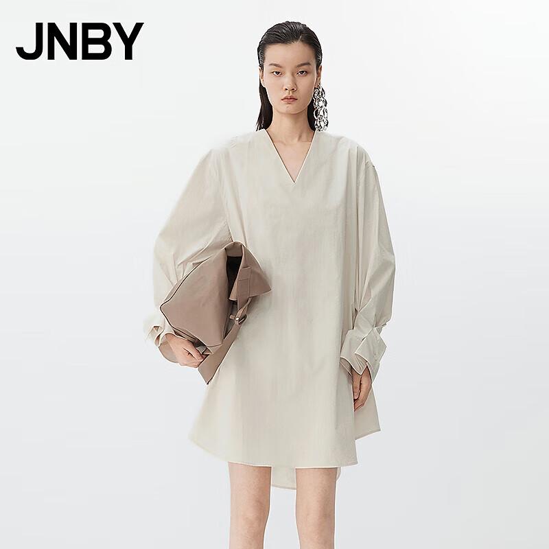 

JNBY 2025 Spring Loose Long Sleeve V-Neck Cotton H-Line Dress M