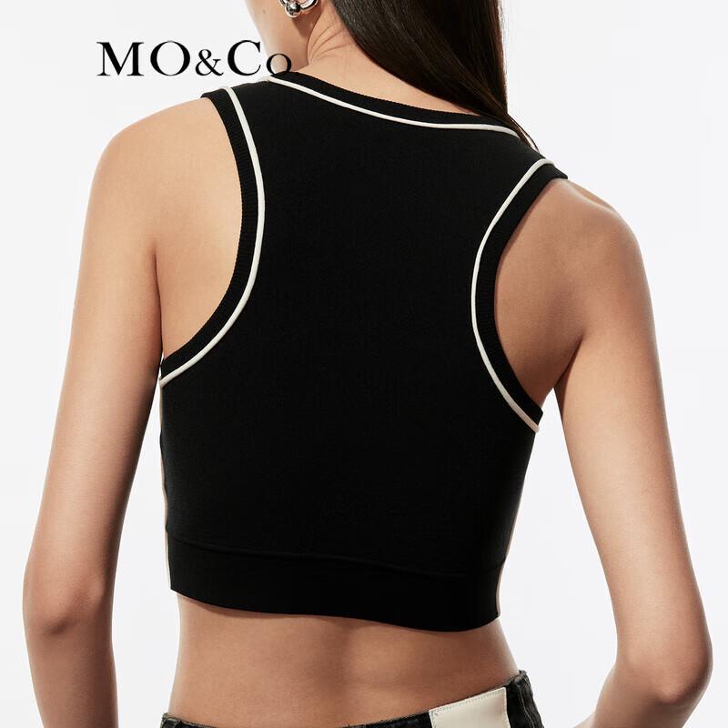 MO&Co. U-Neck Contrast Trim Knit Cropped Racerback Tank Top