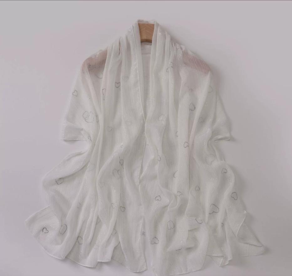 New Muslim Crinkle Chiffon Hijab With Rhinestones Glitter Shimmer Scarf For Women Solid Headscarf Wraps Islamic Headband Turban