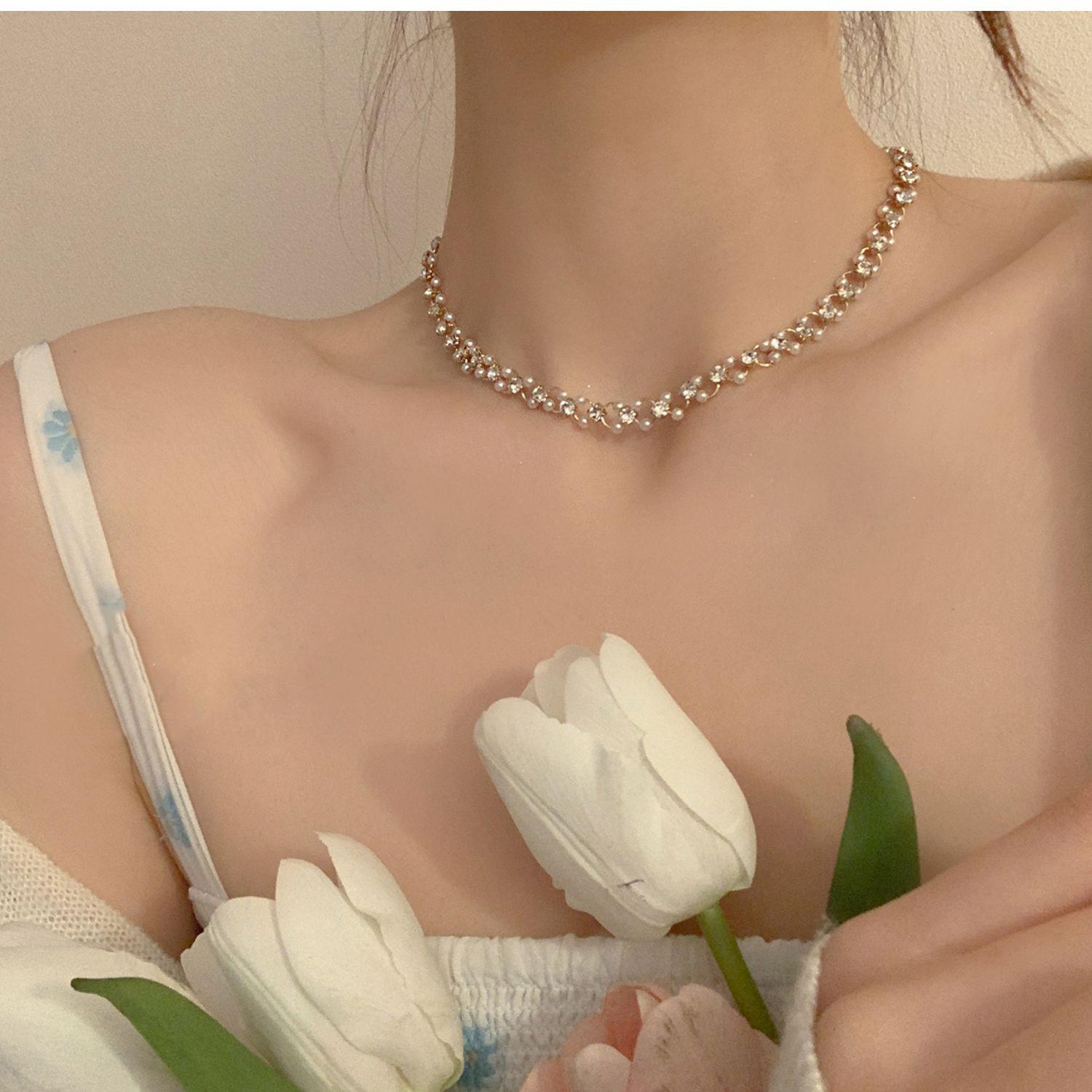 Двухслойное жемчужное колье на ключицу для женщин - 2025 Легкая роскошь чокер