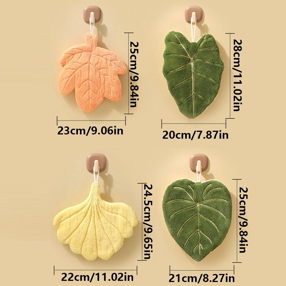 Soft Texture Leaf Style Hand Towel Double-layer Thickened Design Absorbent Handkerchief Highly Absorbent with Hanging Lanyard