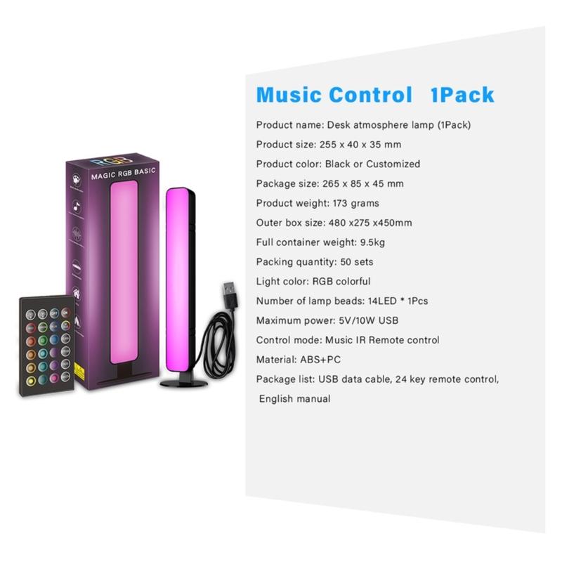 LED Light Bar USB Power Music LED Strips For Gaming Setups And Studio Lamp Decoration ABS Housing USB Power Supply