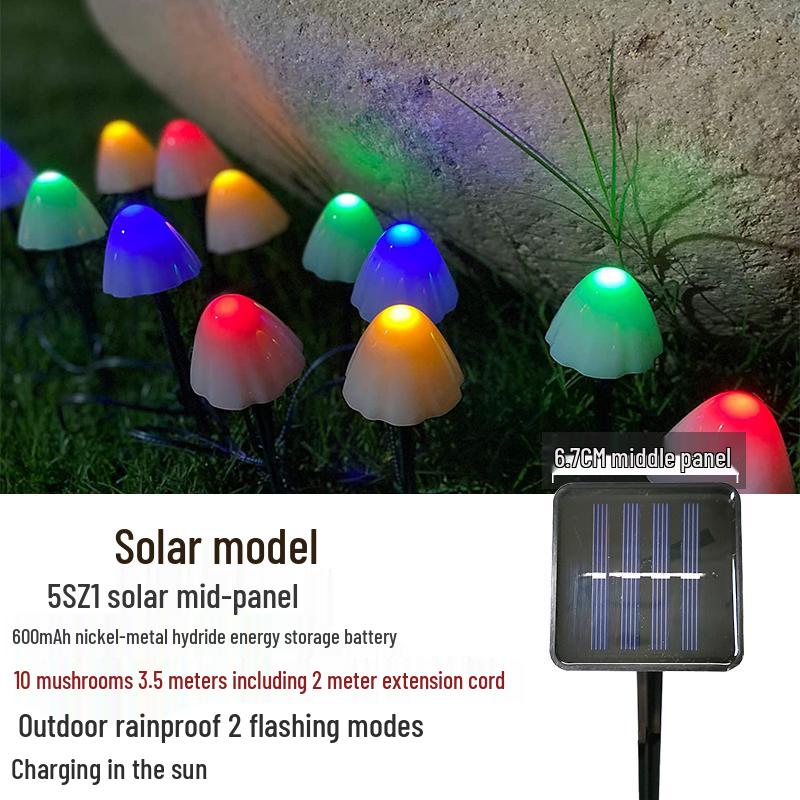 Waterproof Solar Mushroom String Lights for Outdoor Courtyard & Garden Decoration