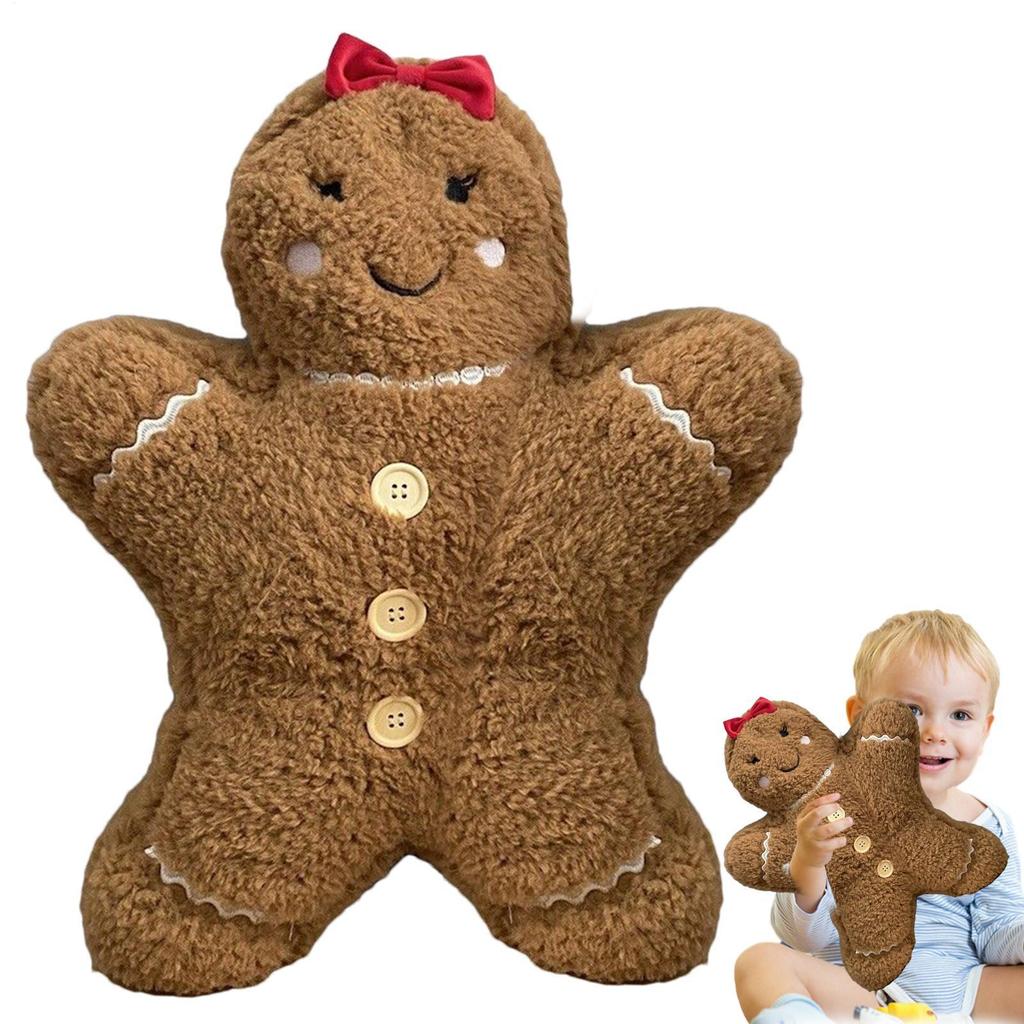 Cute Christmas Gingerbread Man Pillow Plush Toys Soft Stuffed Animal Doll Christmas Gifts For Children Kids Xmas Home Decoration