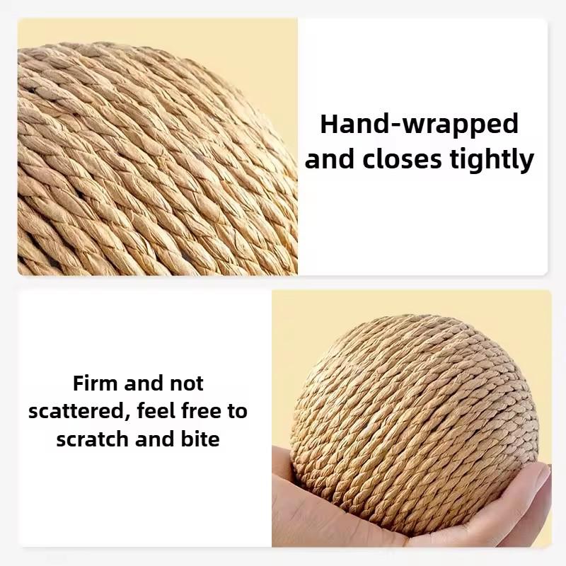 Large Paper Rope Cat Ball Toy Crinkle Sound Durable Chew Molar Toy For Cats Self Playing Boredom Relief Interactive Pet Supplies