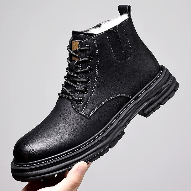 

Ботинки Мартин мужские высокие на платформе, ботинки-локомотивы, кожаная обувь, мужские полусапоги, трендовая обувь, британские кожаные ботинки 38