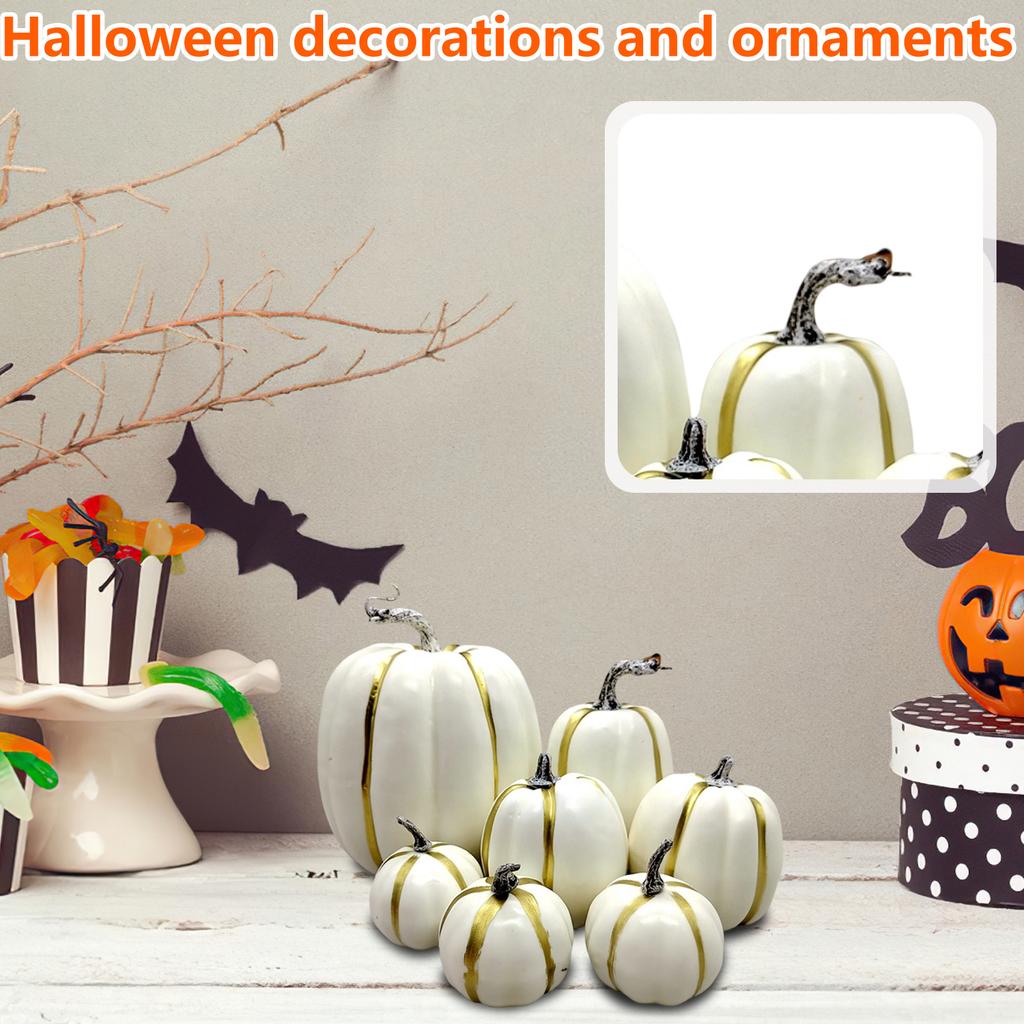 7 Pcs Pumpkin Model Artificial Crafts Fall Thanksgiving Party Decoration Halloween Pumpkin Set