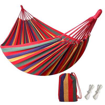 Hamaca de algodón para jardín, cómoda hamaca de tela con correas para árboles para colgar, hamaca duradera de hasta 450 libras, hamaca portátil con bolsa de viaje