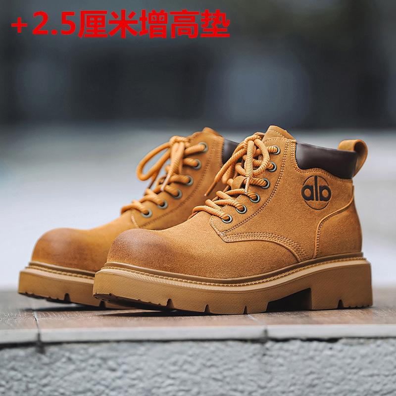 New anti-velvet leather Martin boots high-top boots American retro medium-top heightening shoes
