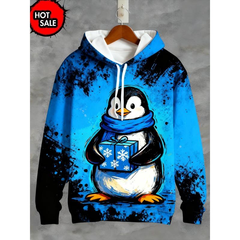 Christmas Animal 3D Print Hooded Shirt Casual Streetwear Long Sleeve Hooded Sweatshirts Pullovers Clothing Tops