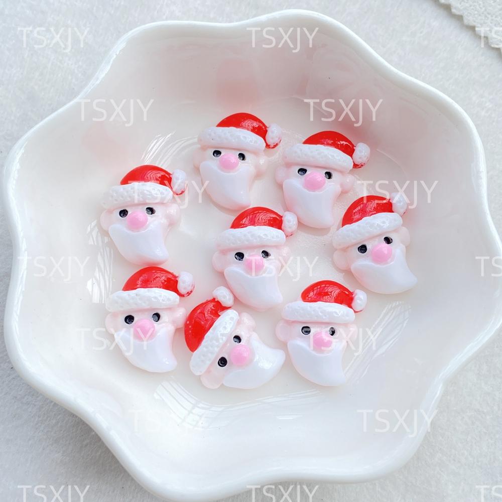 20pcs Resin Kawaii Colorful Mini Santa Trees Elk Snowman Bells Flatback Cartoon Christmas Figurine Scrapbook DIY Decor Crafts