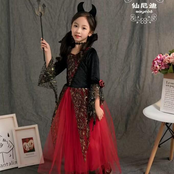Halloween Costume Haunted House Party Game Cosplay Children Stage Show Queen Vampire Cosplay