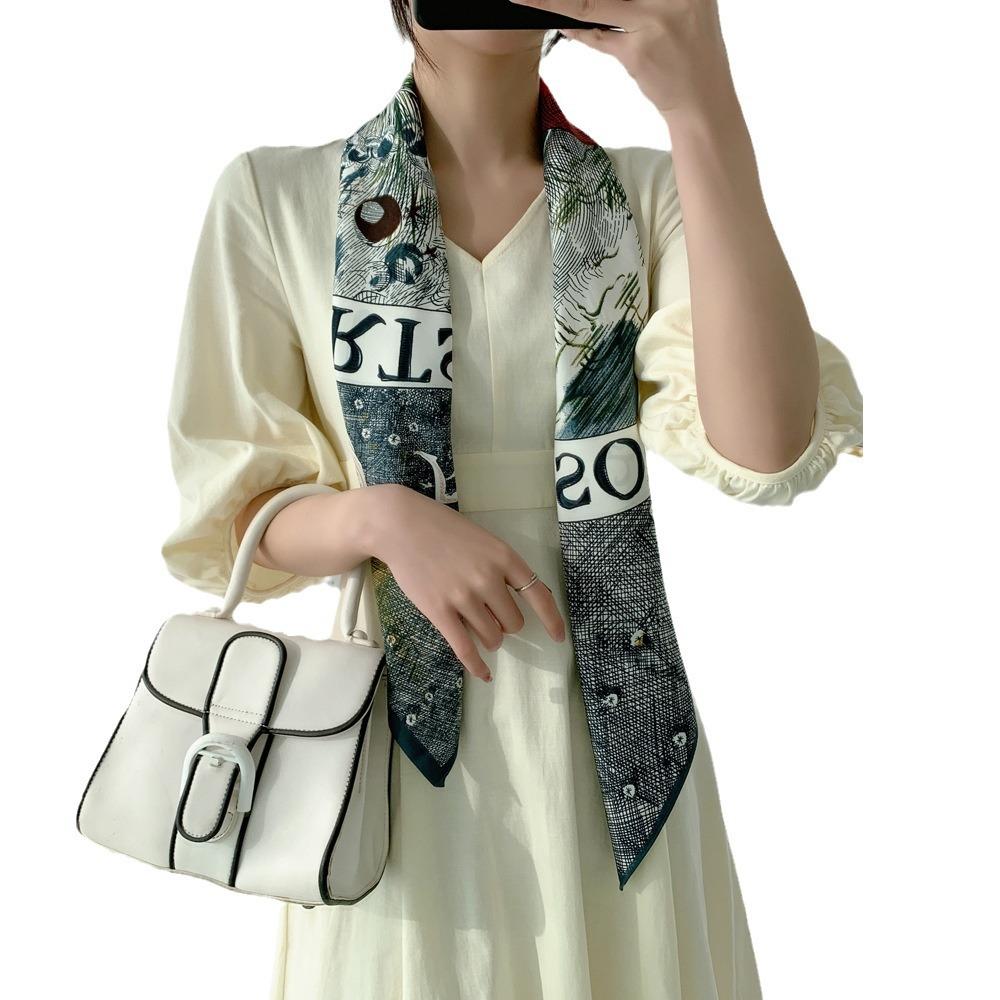 Neuer quadratischer Schal Buchstaben-Splicing-Design Retro Lässig Dünner Sonnenschutz Schal