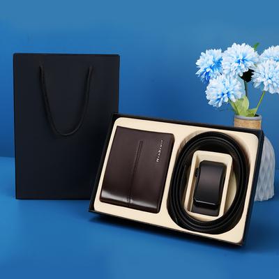 Herren Gürtel Geldbörse Kombinationsset Rindsleder Automatische Schnalle Hosen Gürtel Geldbörse Geschenkbox