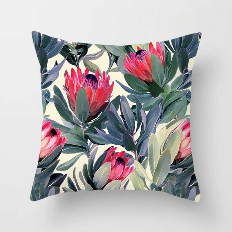 Summer Decor Pillow Cushion Cover Palm Leaf Green Home Decor Pillow Cover Tropical Plant Cactus Monstera
