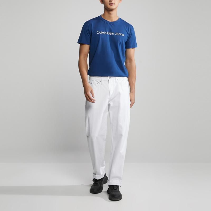 Calvin Klein Round Neck Logo Letter Print Short Sleeve T-Shirt Men T-Shirts Blue J323261-C5G