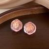 Transparent Pink Resin Rose Stud Earrings - Simple, Versatile, and Sweet Niche Accessories