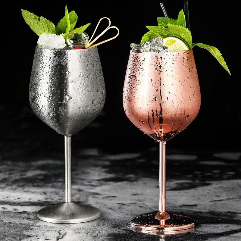 New Stainless Steel Glass Cocktail Creative Metal Wine Glass Bar Restaurant Champagne Glass Red Wine Glass Drinkware Barware Cup for daily use
